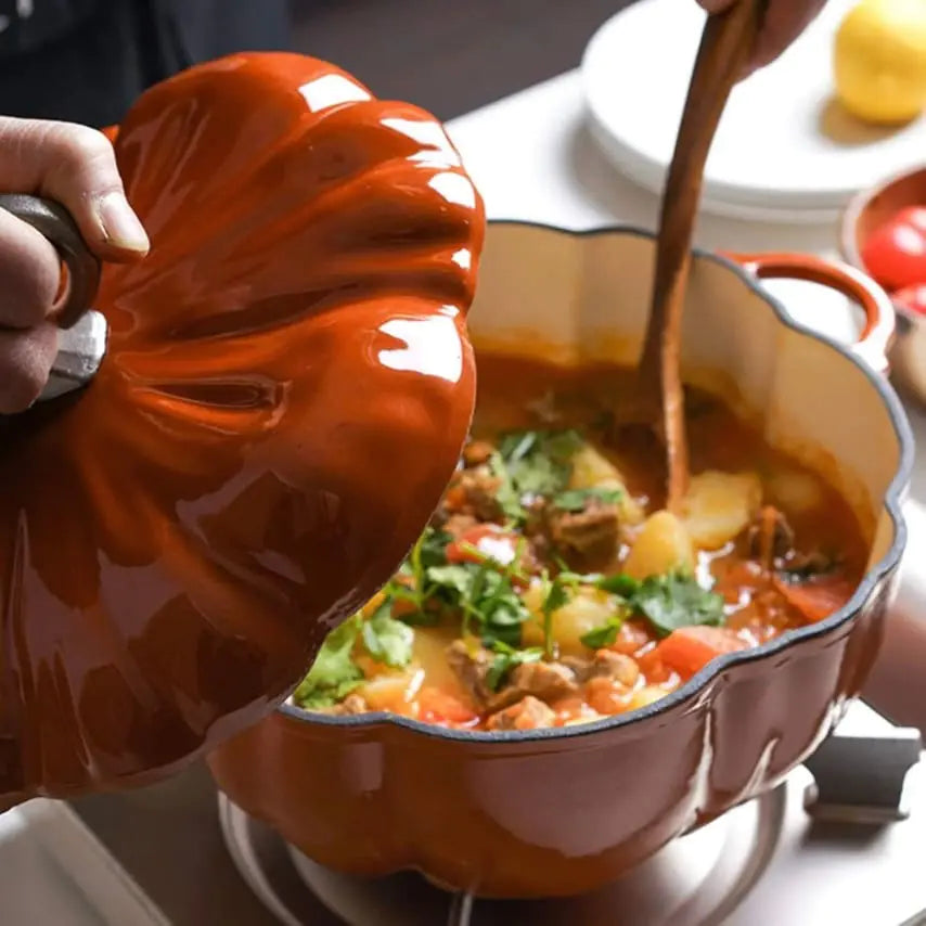 Harvest Cauldron: Pumpkin Cast Iron Pot