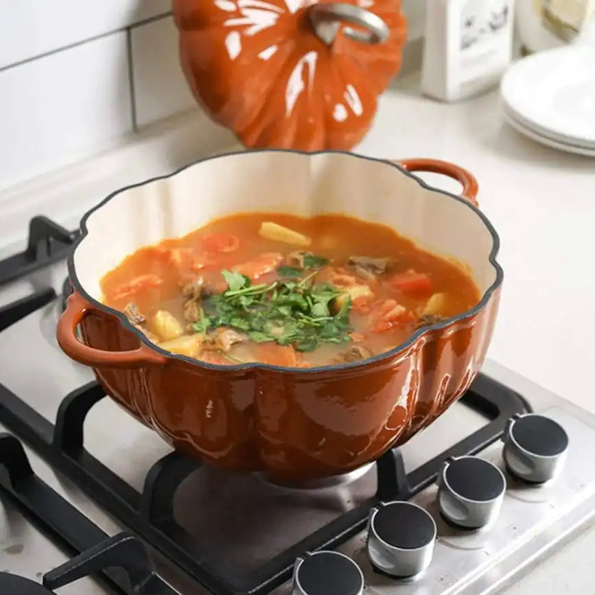 Harvest Cauldron: Pumpkin Cast Iron Pot